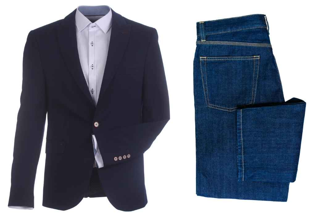 a blazer and jeans