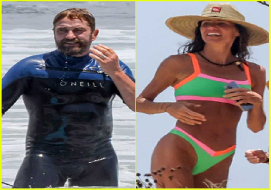 Gerard Butler Goes Surfing During Beach Day with Morgan Brown - New Photos!