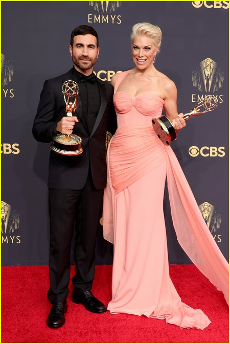 Brett Goldstein and Hannah Waddingham at the Emmy Awards 2021