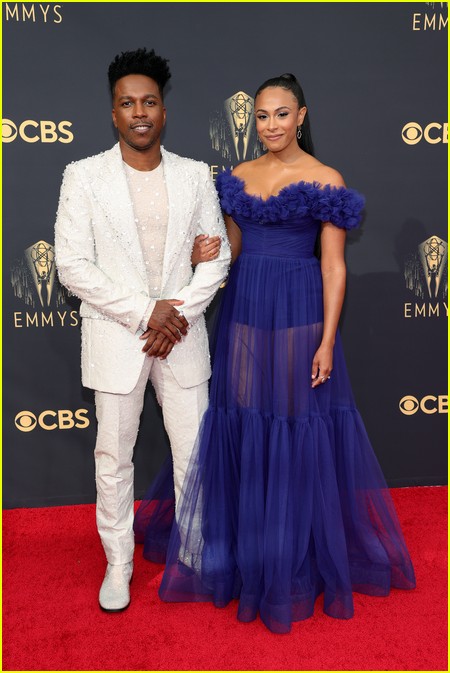 Leslie Odom Jr. and Nicolette Robinson at the Emmy Awards 2021