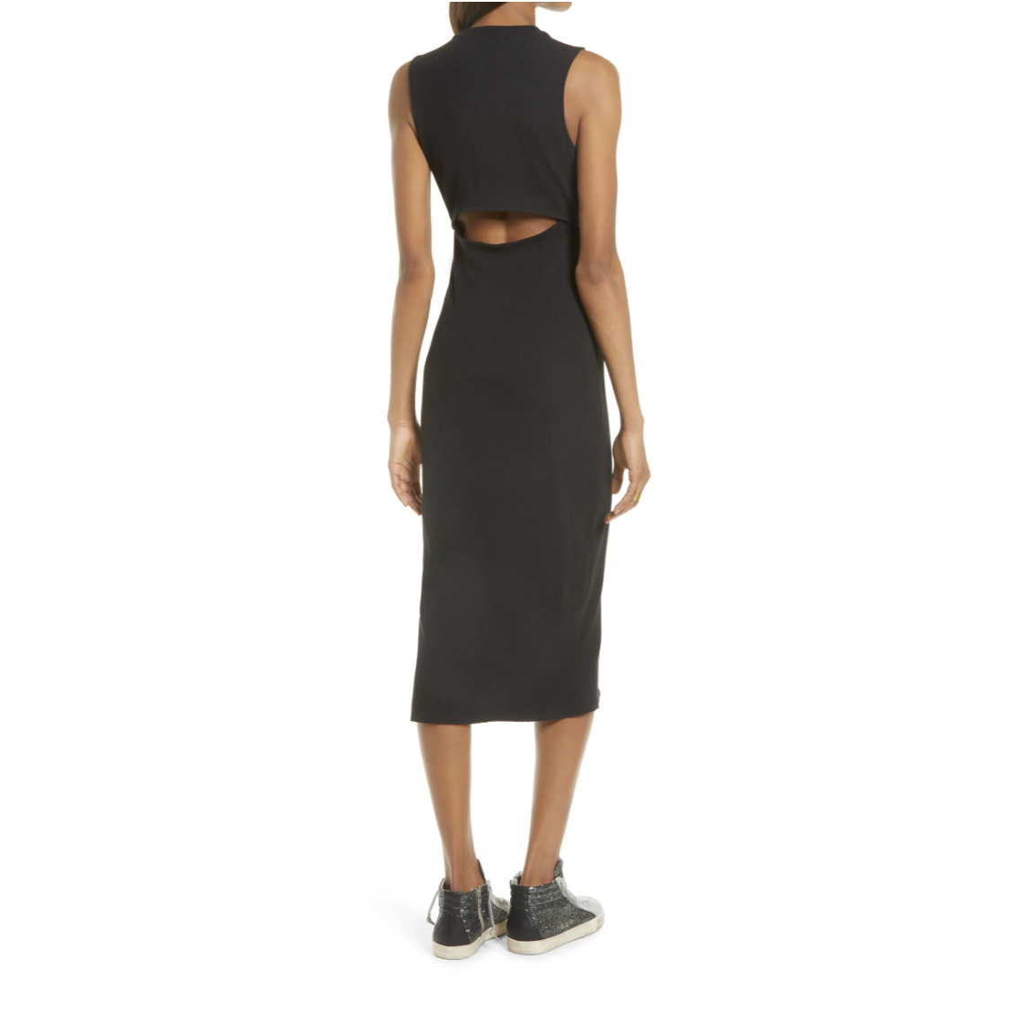 Treasure & Bond Rib Cutout Cotton Stretch Midi Dress