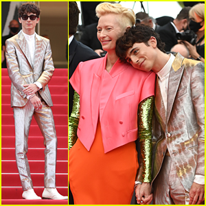 Timothee Chalamet Leans On Tilda Swinton's Shoulder During 'French Dispatch' Cannes Film Festival Premiere