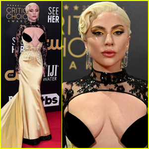 Lady Gaga Wows in Gold & Black Gown at Critics' Choice Awards Ceremony in London