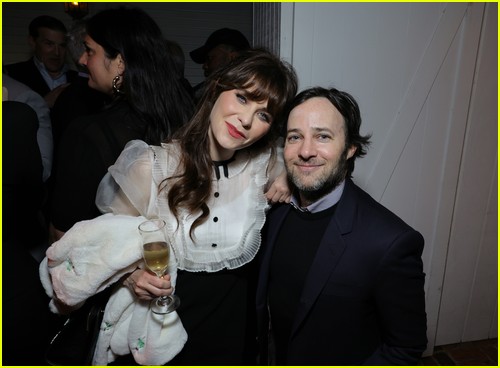 Zooey Deschanel, Danny Strong at the CAA Pre-Oscars Party