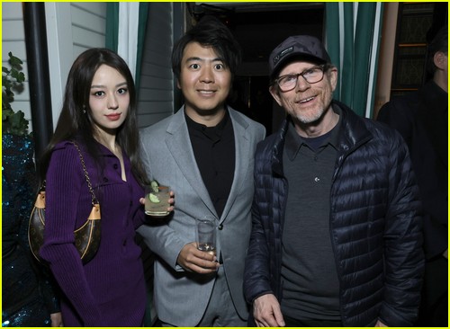 Lang Lang, Ron Howard, Gina Alice Redlinger at the CAA Pre-Oscars Party