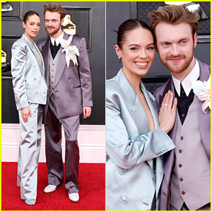 Finneas & Claudia Sulewski Coordinate in Satin Suits for Grammys 2022