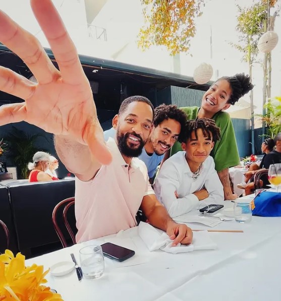 Will Smith with his children Trey, Jaden and Willow.