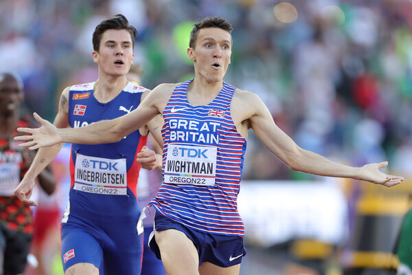 Wightman of Britain out sprinted 1,500 meter Olympic gold medalist Jakob Ingebrigtsen in the final 200 meters of the race.