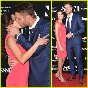 Justin Hartley Kisses Wife Sofia Pernas at Filming Italy 2022 Festival