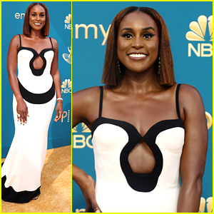 Issa Rae Stuns In Black & White Keyhole Dress For Emmy Awards 2022