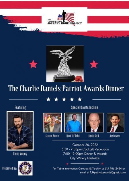 Fourth Annual Charlie Daniels Patriot Awards Dinner Set For Oct. 26