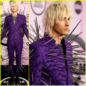 Machine Gun Kelly Wears Spiked Purple Suit For American Music Awards 2022, Raising Questions About How He'll Sit Down