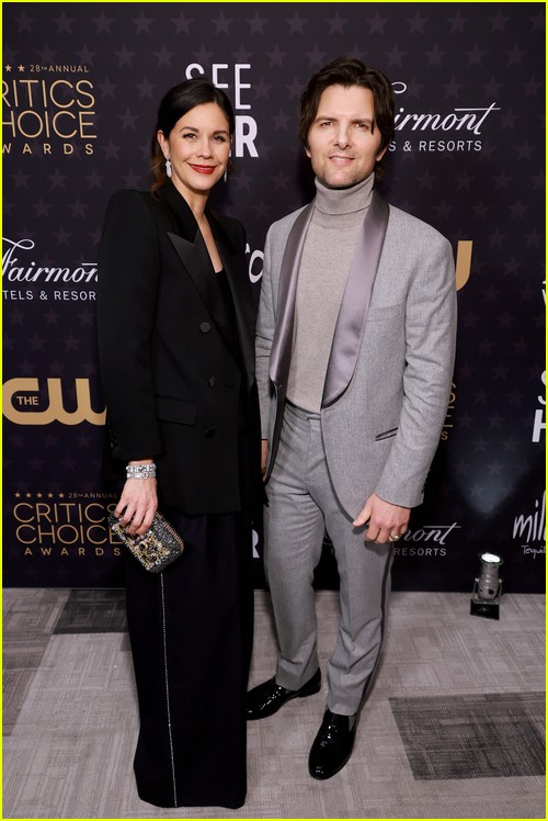 Severance’s Adam Scott with wife Naomi at the Critics Choice Awards 2023