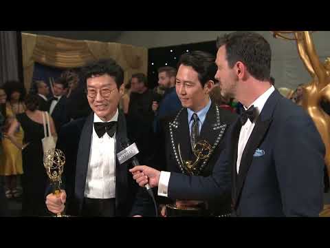 Hwang Dong-hyuk and Lee Jung-jae 74th Emmy Awards Winnerview