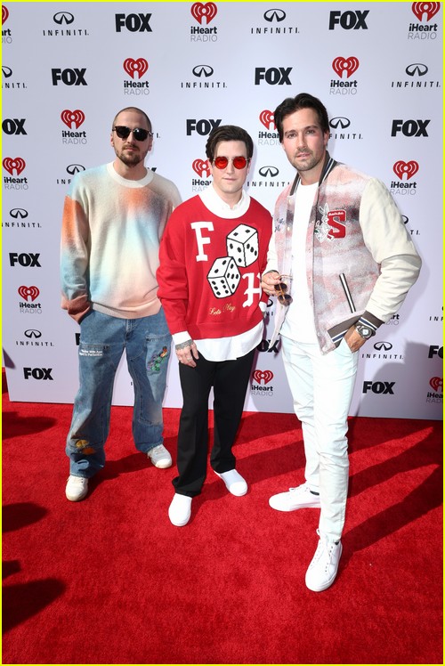 Kendall Schmidt, Logan Henderson, James Maslow of Big Time Rush at the iHeartRadio Music Awards 2023