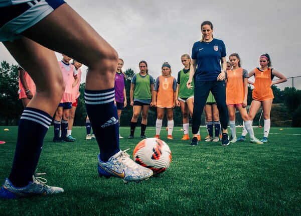 Cone training with participants at a North Carolina FC youth camp in June.