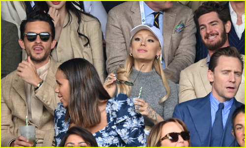 Ariana Grande Hangs Out with 'Wicked' Co-Star Jonathan Bailey & Andrew Garfield at Wimbledon 2023