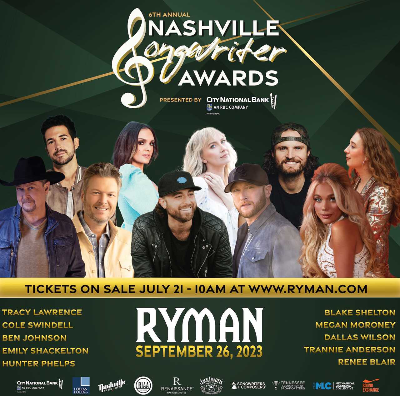 First Round Of Performers Announced For Sixth Annual Nashville Songwriter Awards