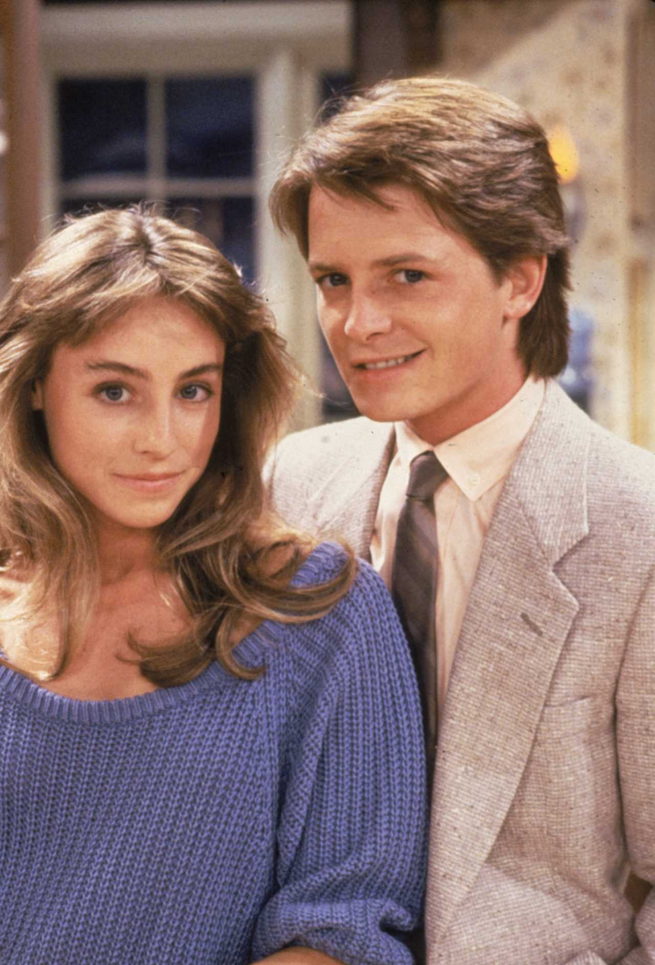 Michael J Fox and Tracy Pollan on the set of the television series, 'Family Ties'. Fox and Pollan were married in 1988. 