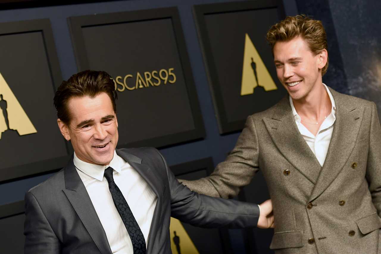 BEVERLY HILLS, CALIFORNIA - FEBRUARY 13: (L-R) Colin Farrell and Austin Butler attend the 95th Annual Oscars Nominees Luncheon at The Beverly Hilton on February 13, 2023 in Beverly Hills, California. (Photo by JC Olivera/Getty Images)