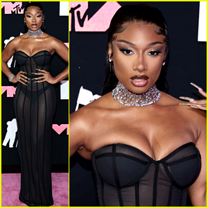 Megan Thee Stallion Stuns In See-Through Black Dress on the MTV VMAs 2023 Red Carpet