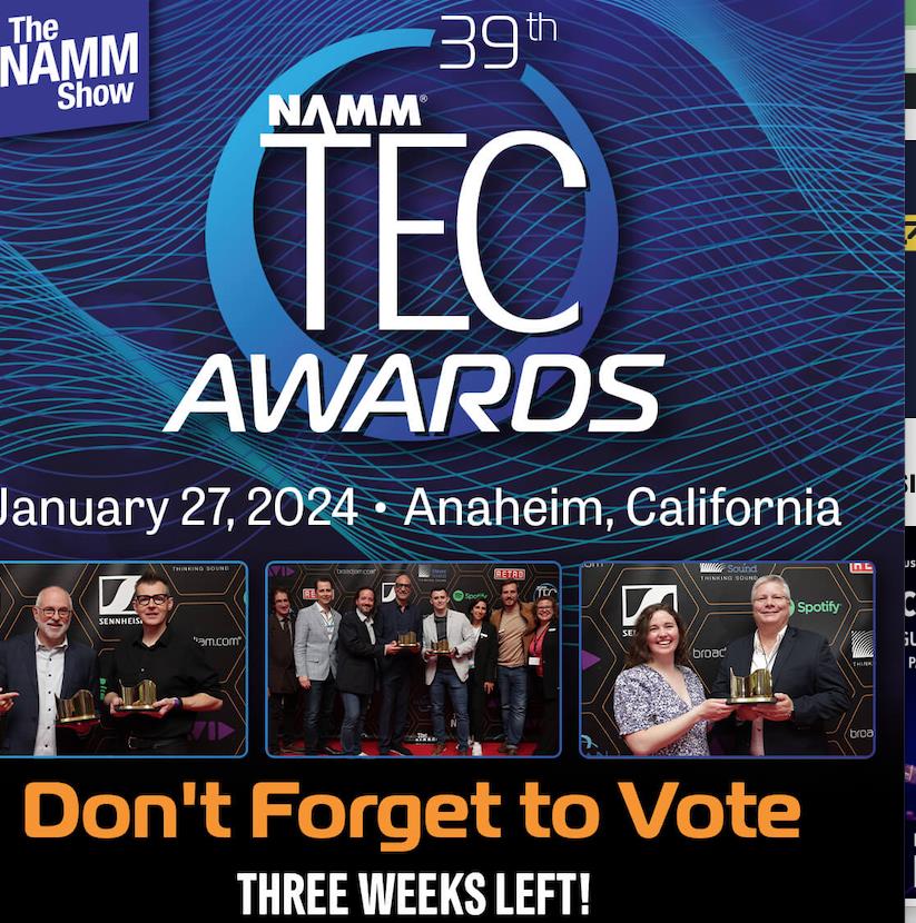 NAMM TEC Awards: Voting Deadline Is Dec. 1