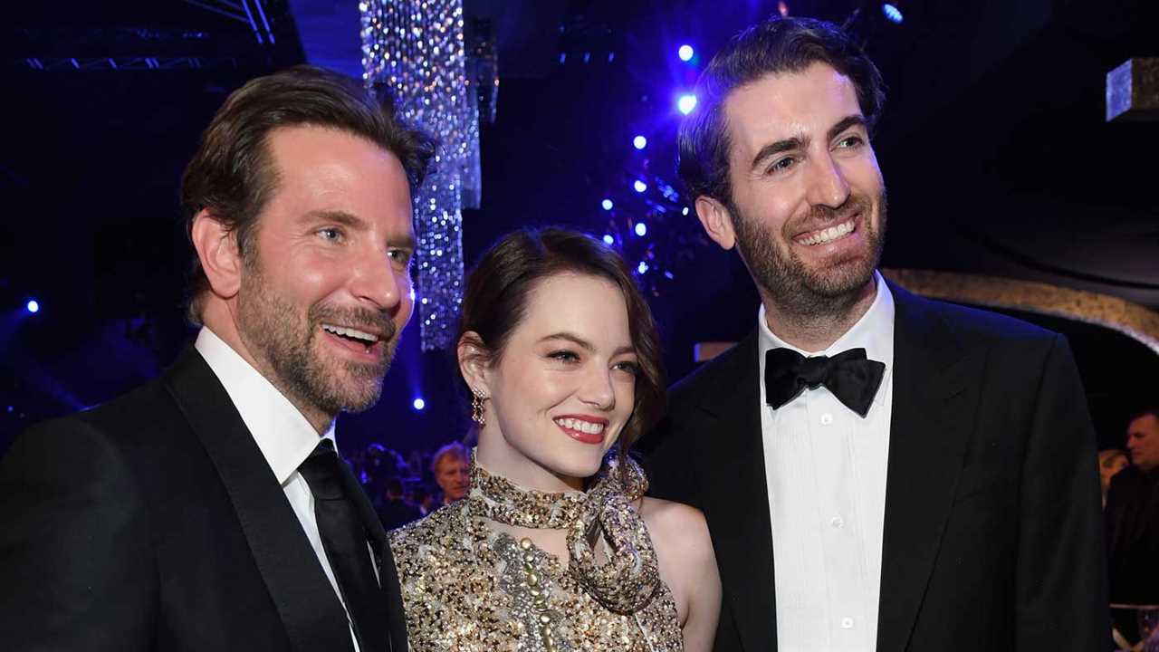 Bradley Cooper, Emma Stone and Dave McCary attend the Screen Actors Guild Awards.