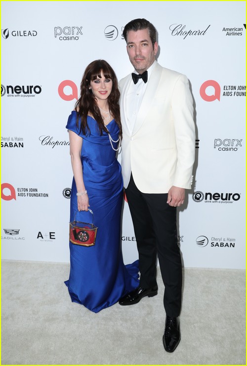 Zooey Deschanel, Jonathan Scott at the Elton John Oscar Party 2023