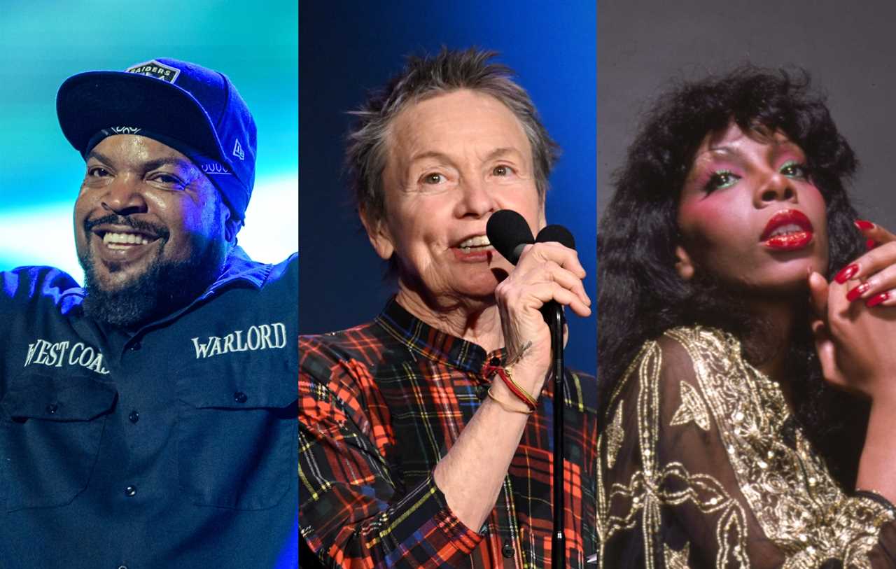 Ice Cube, Laurie Anderson and Donna Summer (Credits: Josh Brasted/WireImage, Dave Kotinsky/Getty Images for The Webby Award, and Jack Mitchell/Getty Images)