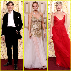 'Oppenheimer' Stars Cillian Murphy, Emily Blunt, & Florence Pugh Dazzle on Golden Globes 2024 Red Carpet