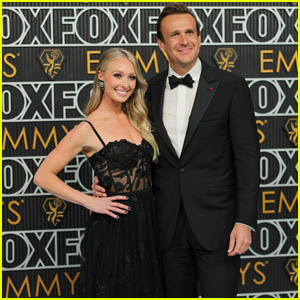 Jason Segel & Girlfriend Kayla Radomski Coordinate in Black for Emmy Awards 2023