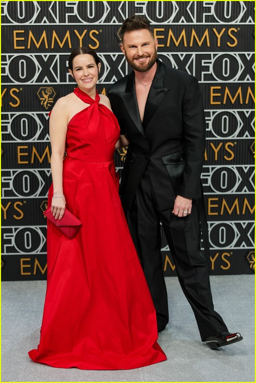 Queer Eye’s Bobby Berk with Emily Hampshire at the Emmy Awards