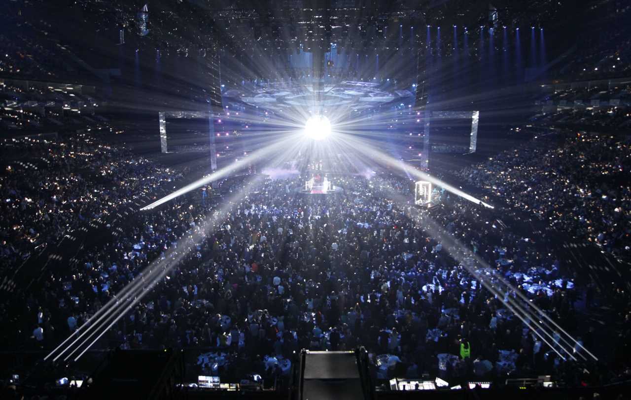 a wide image of the audience at the BRIT Awards 2019 at The O2 in London