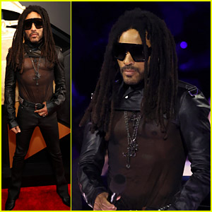 Lenny Kravitz Wears See-Through Shirt for Grammys 2024 Appearance