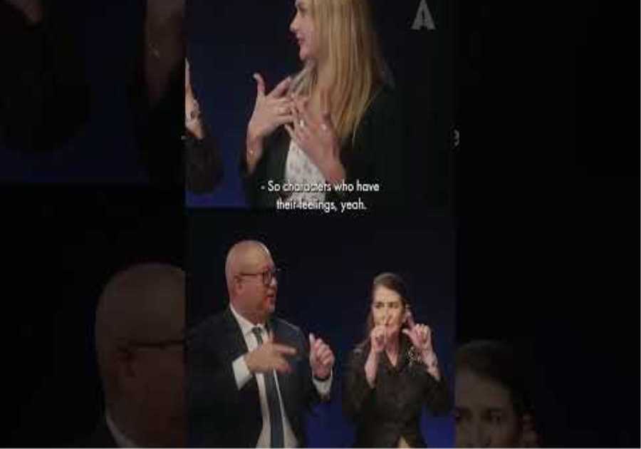 'Elemental's Peter Sohn &amp; Denise Ream Learn American Sign Language from Chrissy Marshall | Oscars