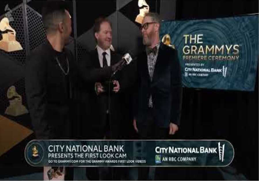 STEPHEN BARTON AND GORDY HAAB Checks In At The CNB First Look Cam At The 2024 GRAMMYs