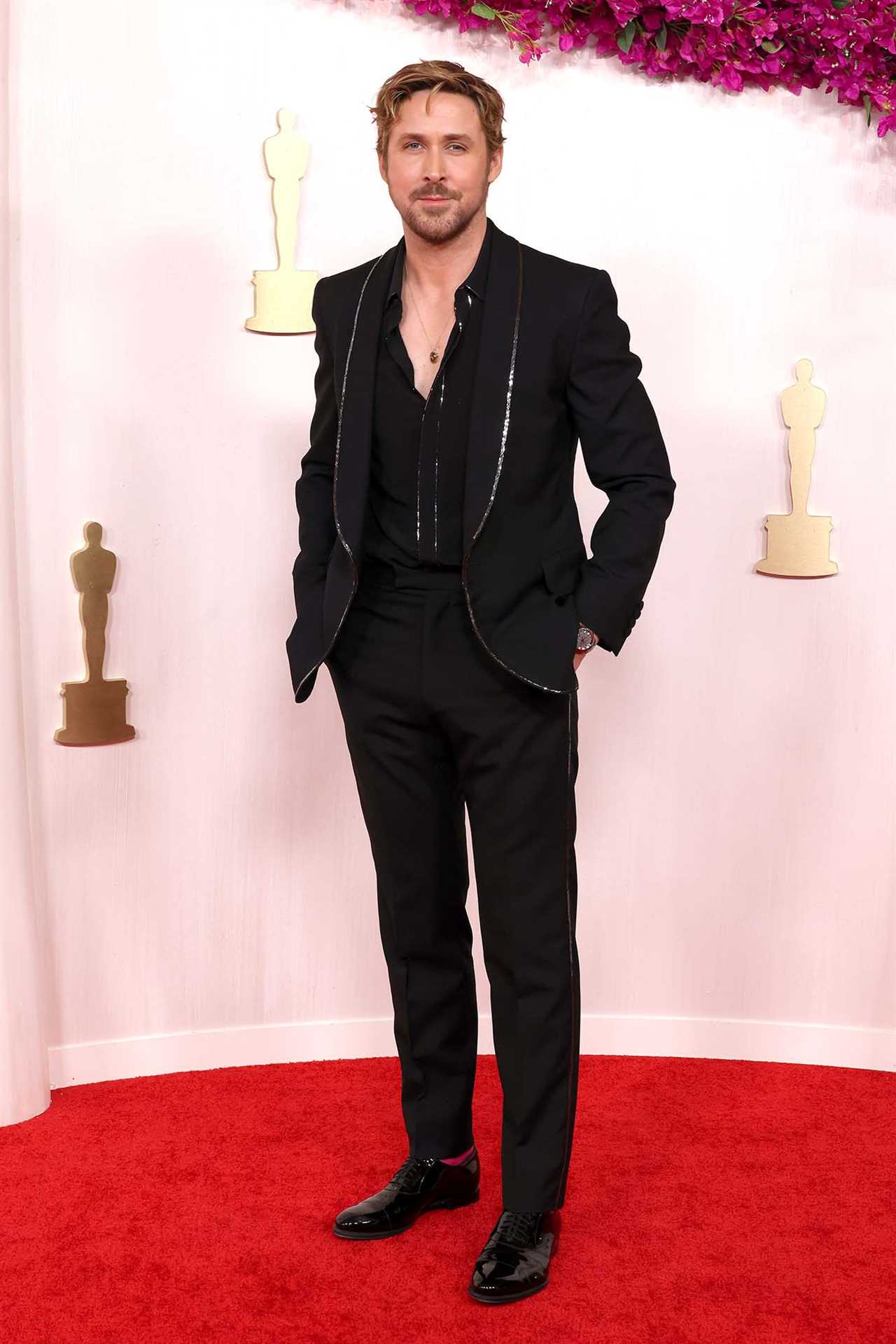 Ryan Gosling Gives Us Red Carpet Ken in Sparkly Tux at 2024 Oscars