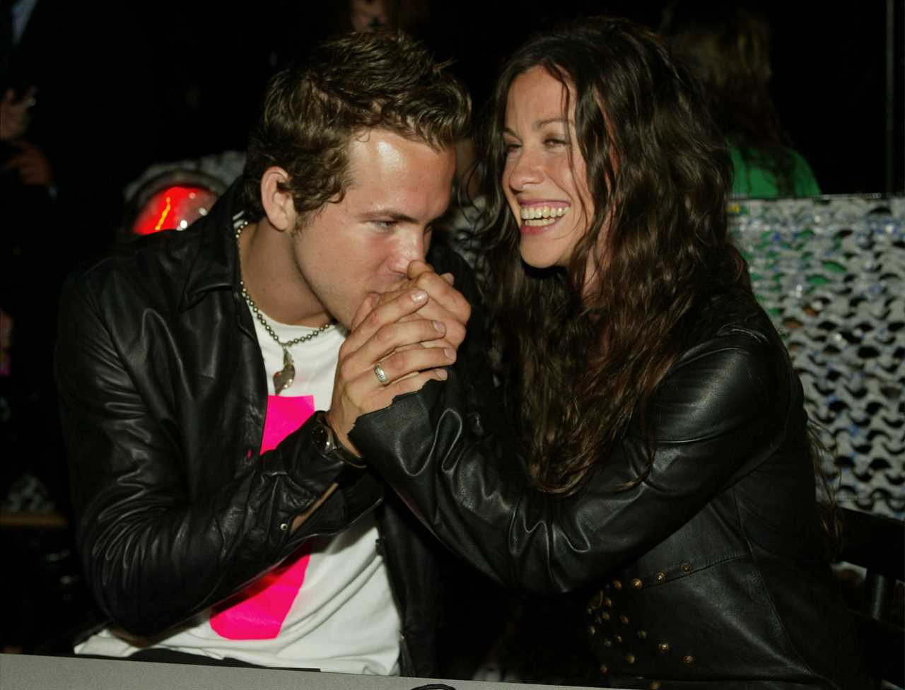 Ryan Reynolds and Alanis Morissette backstage at The 2003 MTV Movie Awards held at the Shrine Auditorium on May 31, 2003 in Los Angeles, California. 