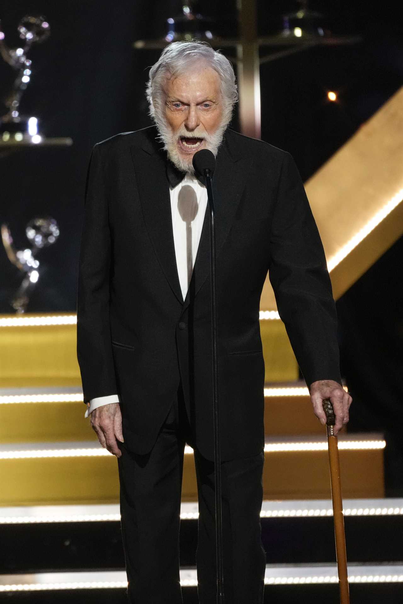 Dick Van Dyke accepts the award for outstanding guest performance in a daytime drama series for "Days of our Lives" during the 51st Daytime Emmy Awards on Friday, June 7, 2024, at the Westin Bonaventure in Los Angeles. (AP Photo/Chris Pizzello)