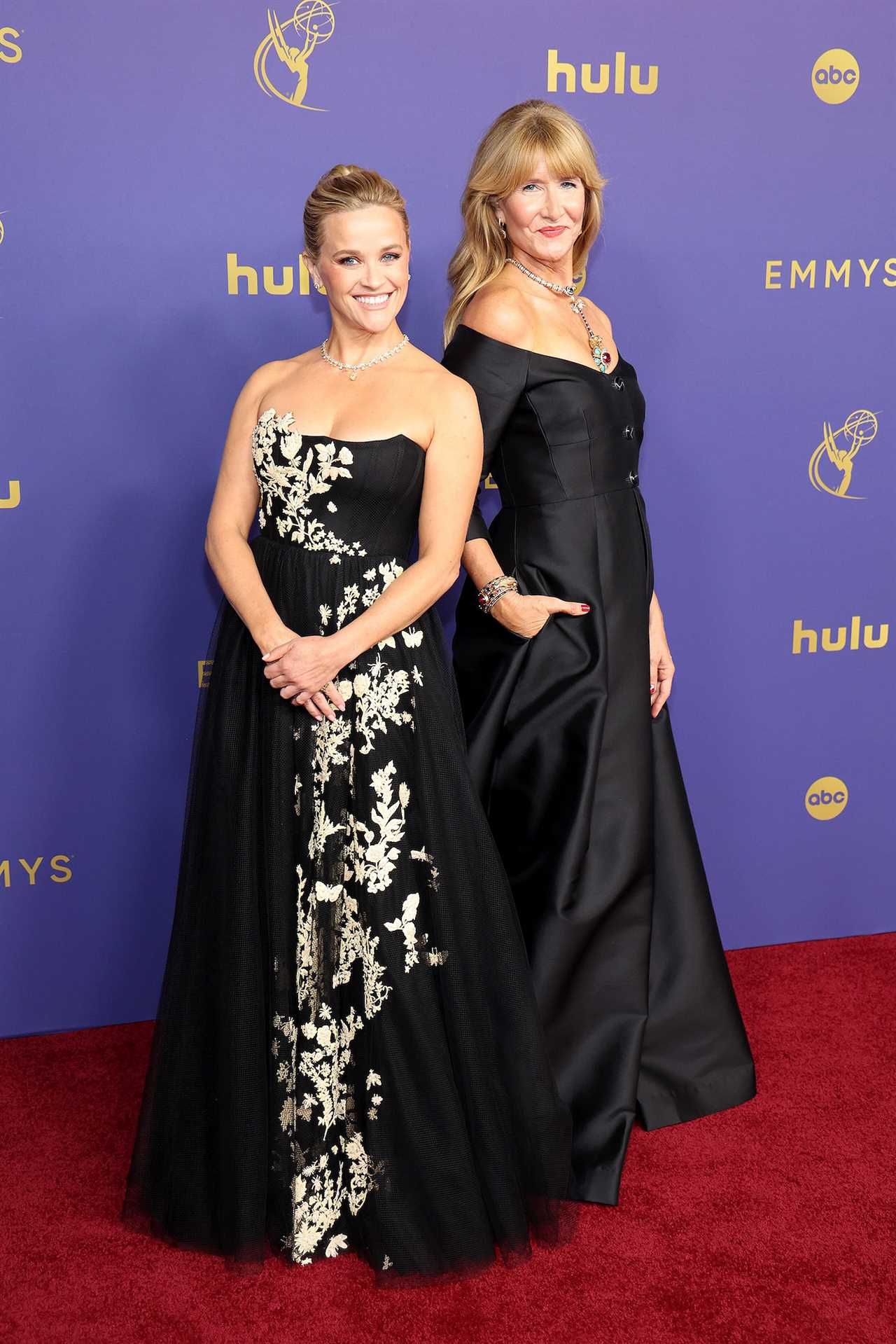 Reese Witherspoon Looks Regal in Black and Gold at 2024 Emmy Awards Red Carpet