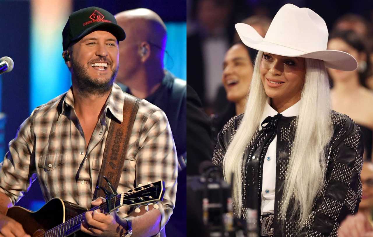 Luke Bryan and Beyoncé split image