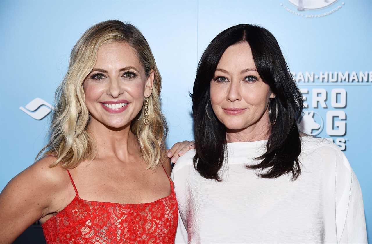 Sarah Michelle Gellar and Shannen Doherty at the 2019 American Humane Hero Dog Awards in Beverly Hills. 