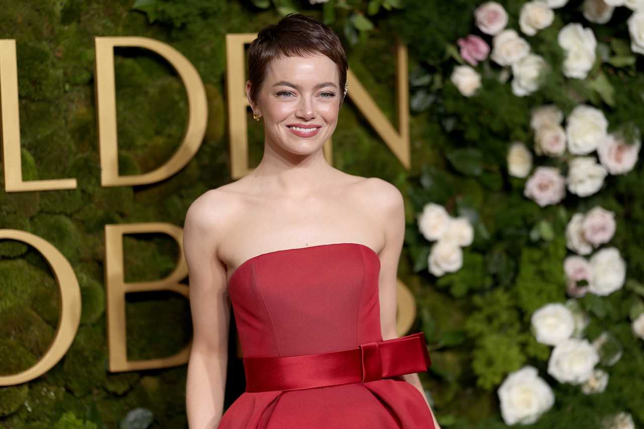 Emma Stone Debuts Pixie Cut on 2025 Golden Globes Red Carpet