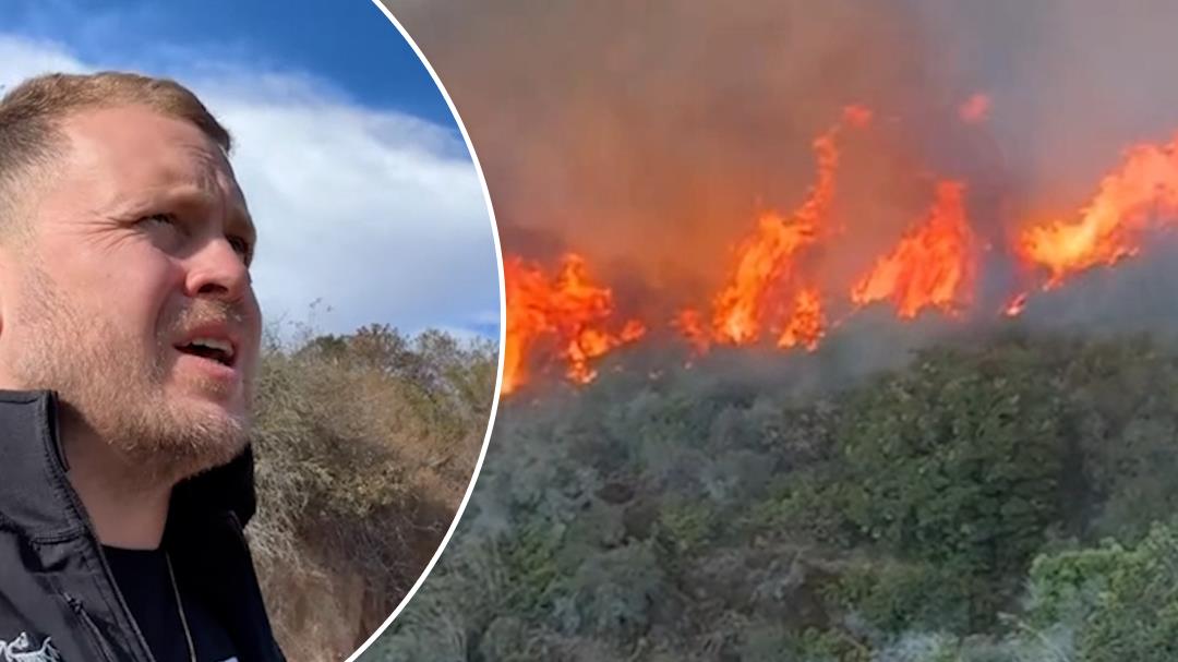 Spencer Pratt shows Palisades fire coming closer to his home