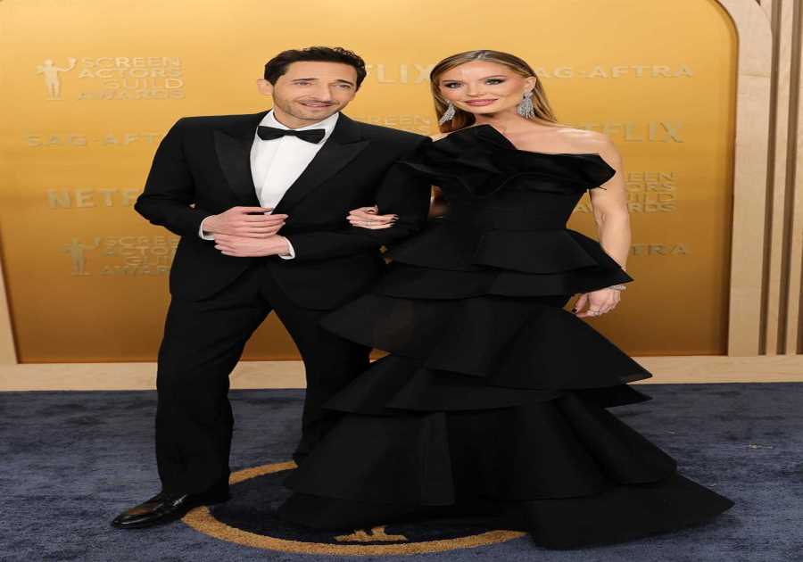 Georgina Chapman Supports Boyfriend Adrien Brody at 2025 SAG Awards