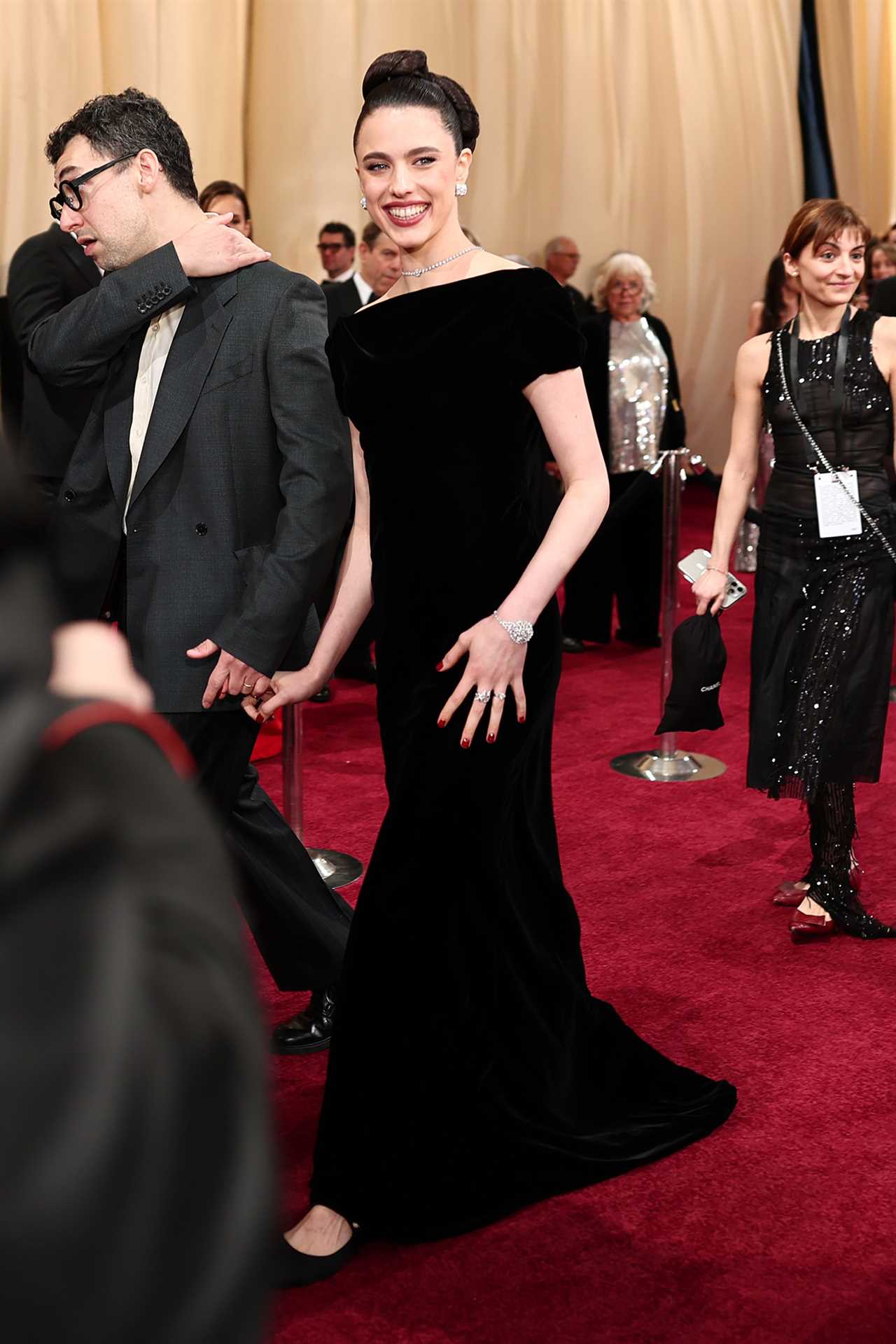 Margaret Qualley and Jack Antonoff Look Loved Up on 2025 Oscars Red Carpet