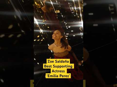 She sparkles, she shimmers, she wins! Zoe Saldaña is Best Supporting Actress at the 97th Oscars.