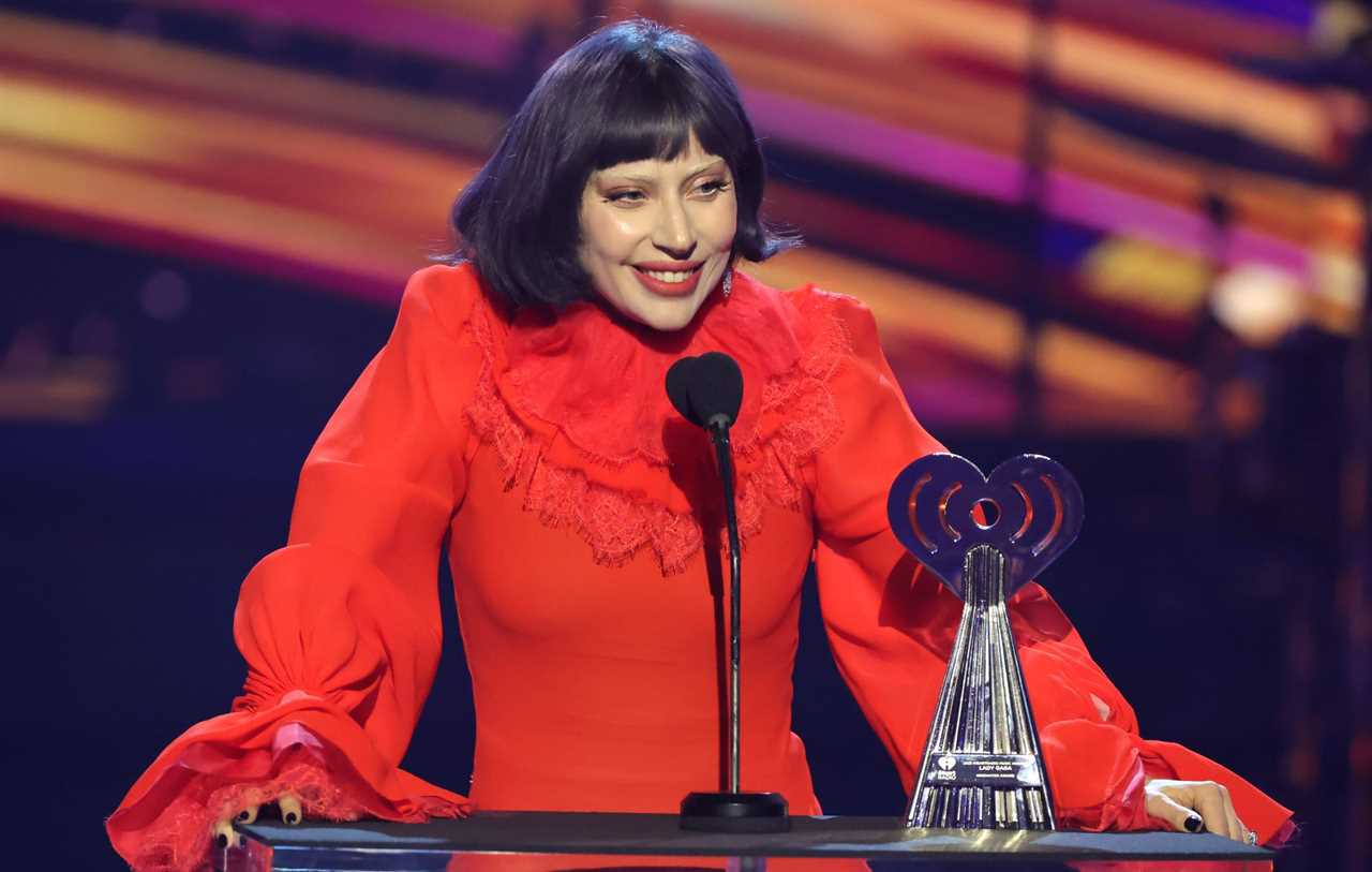 Lady Gaga accepts the Innovator Award onstage at the 2025 iHeartRadio Music Awards