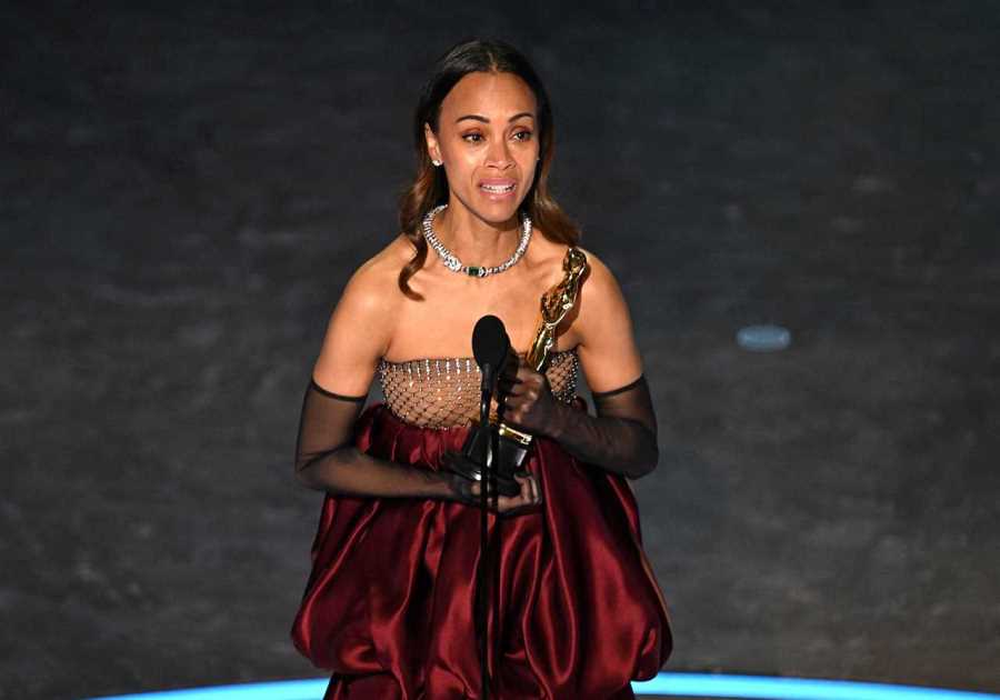 Zoe Saldana Cries as She Wins Best Supporting Actress at the 2025 Oscars