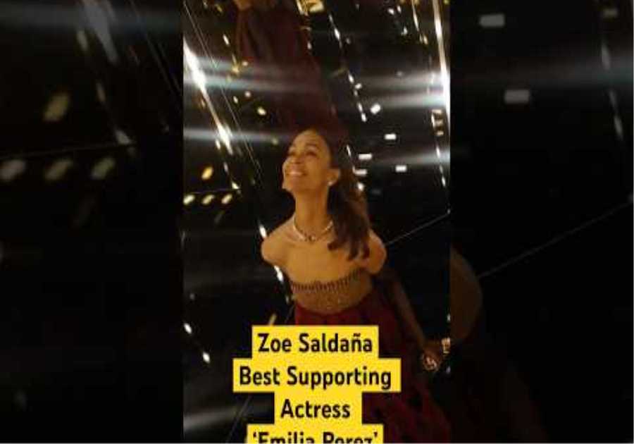 She sparkles, she shimmers, she wins! Zoe Saldaña is Best Supporting Actress at the 97th Oscars.